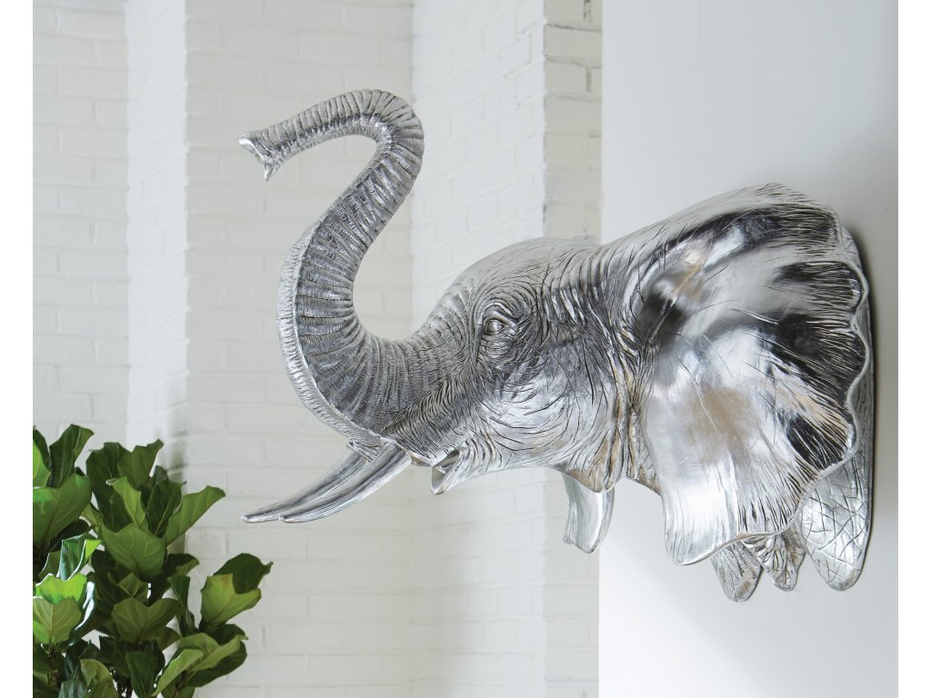 Elephant Wall Art, Resin, Silver Leaf - image 5