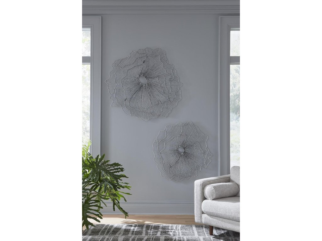 Poppy Flower Wall Art, Silver/Black, SM - image 4