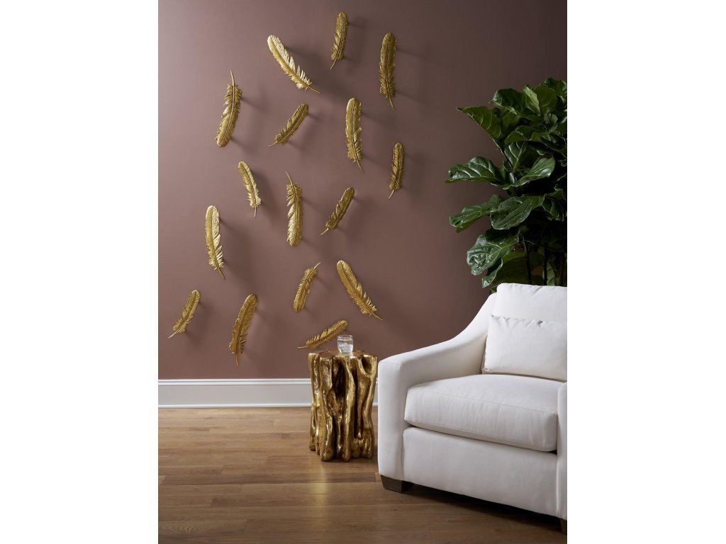 Feathers Wall Art, Small, Gold Leaf, Set of 2 - image 5