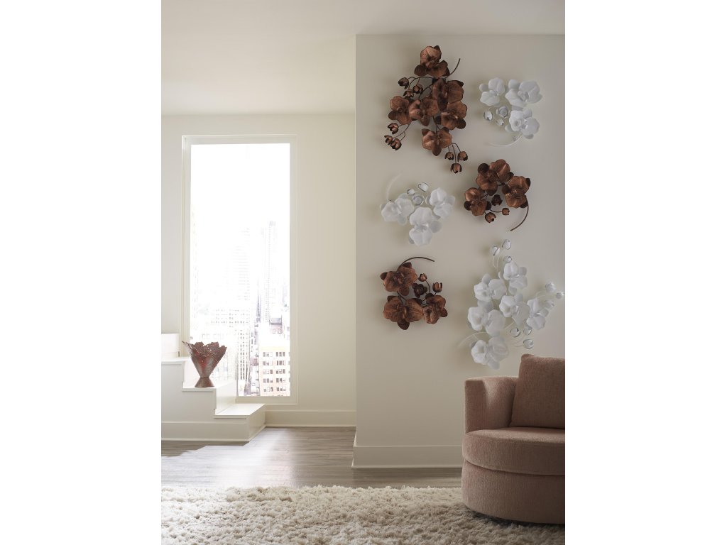 Orchid Sprig Wall Art, Small, Metal, White - image 3