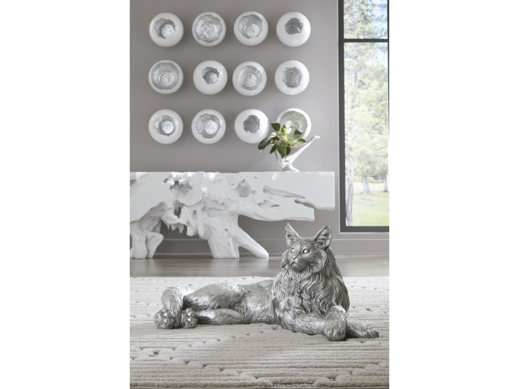 Cat Sculpture, Silver Leaf - image 5