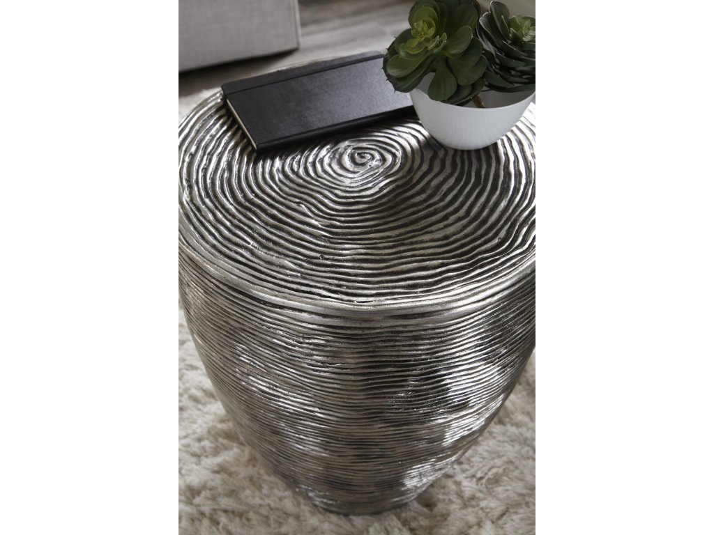Ripple Side Table, Resin, Silver Leaf with Antiquing - image 2