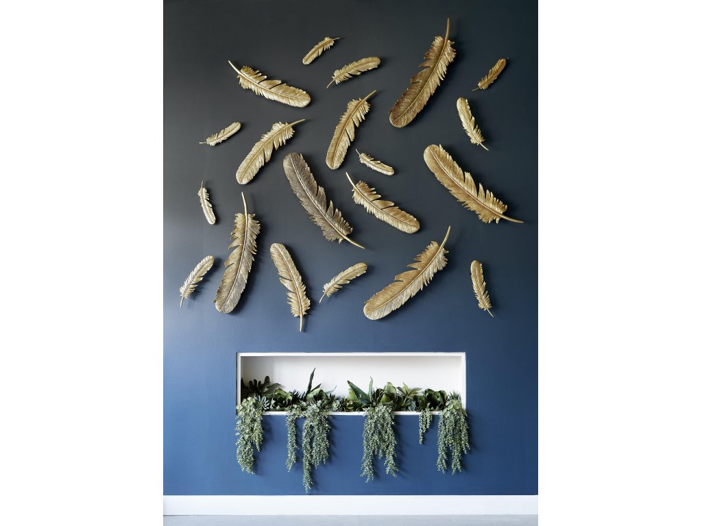 Feathers Wall Art, Small, Gold Leaf, Set of 2 - image 4