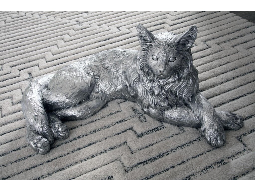 Cat Sculpture, Silver Leaf - image 3