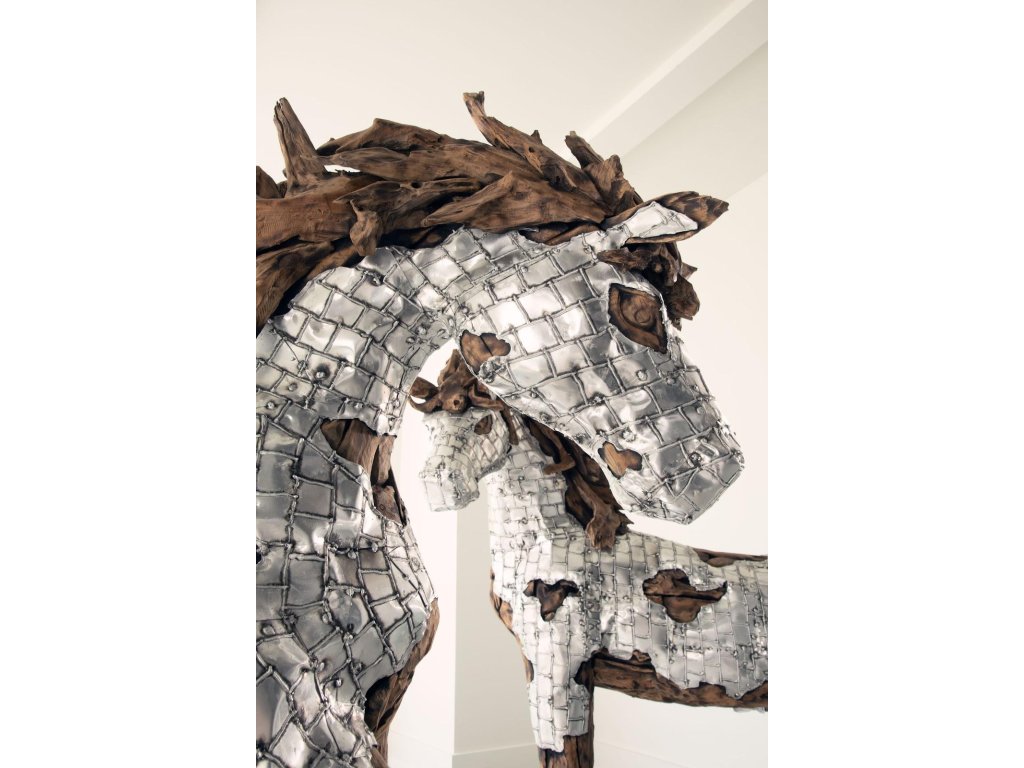 Mustang Horse Armored Sculpture, Standing - image 3