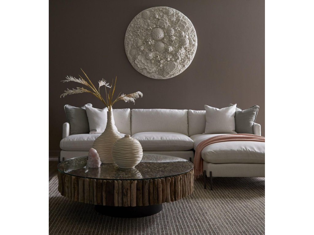 Coral Reef Wall Art, Painted Cream Color, Round, - image 5