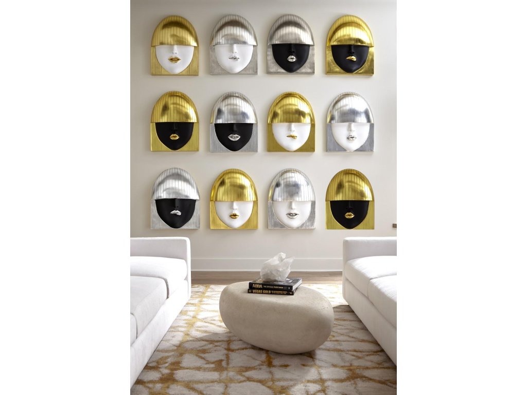 Fashion Faces Wall Art, Large, Smile, Black and Gold Leaf - image 5