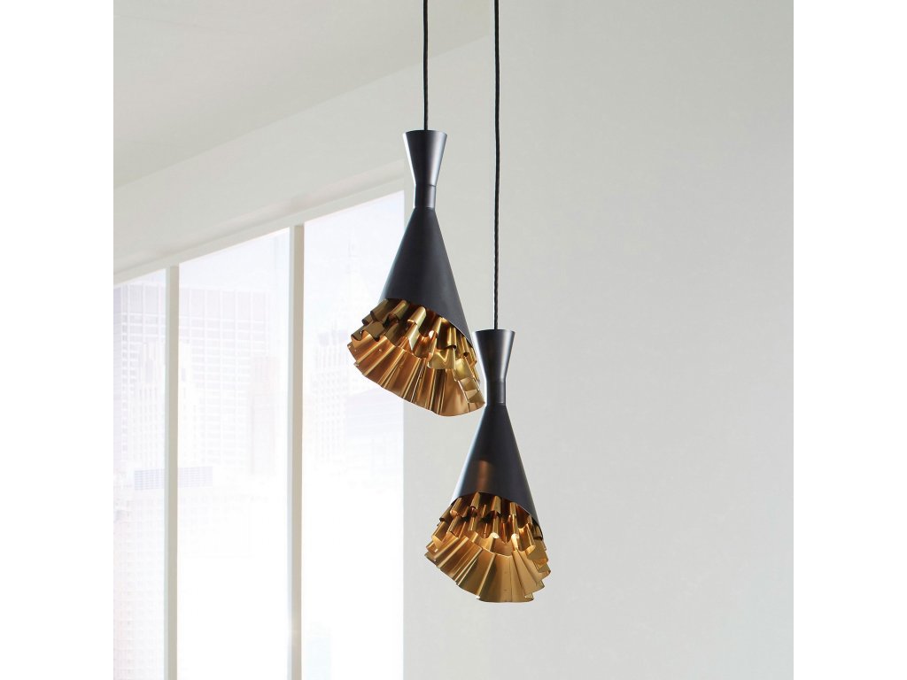Ruffle Pendant Lamp, Black/Brass - image 5