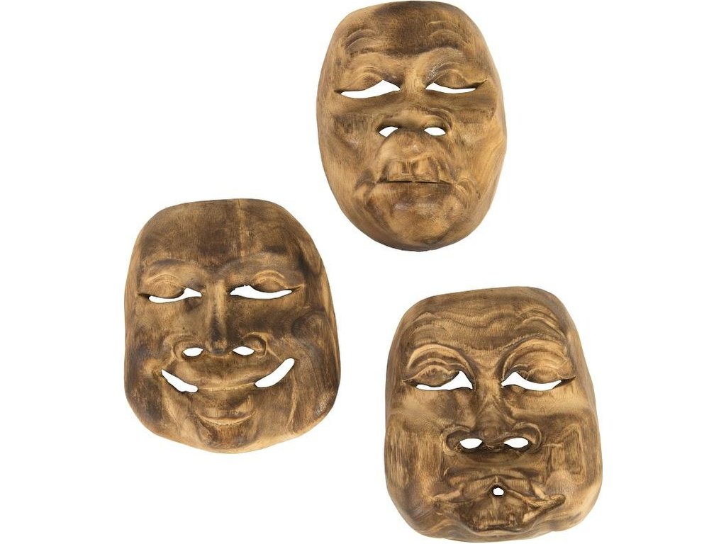 Indonesian Masks, Set of 3, Teak Wood, Assorted - main image
