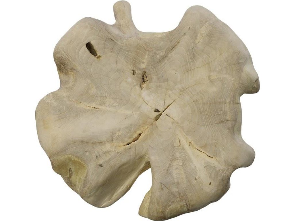 Teak Wood Coffee Table, Bleached, Round - image 1