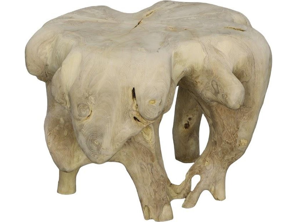 Teak Wood Coffee Table, Bleached, Round - image 2