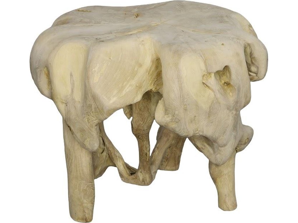 Teak Wood Coffee Table, Bleached, Round - main image