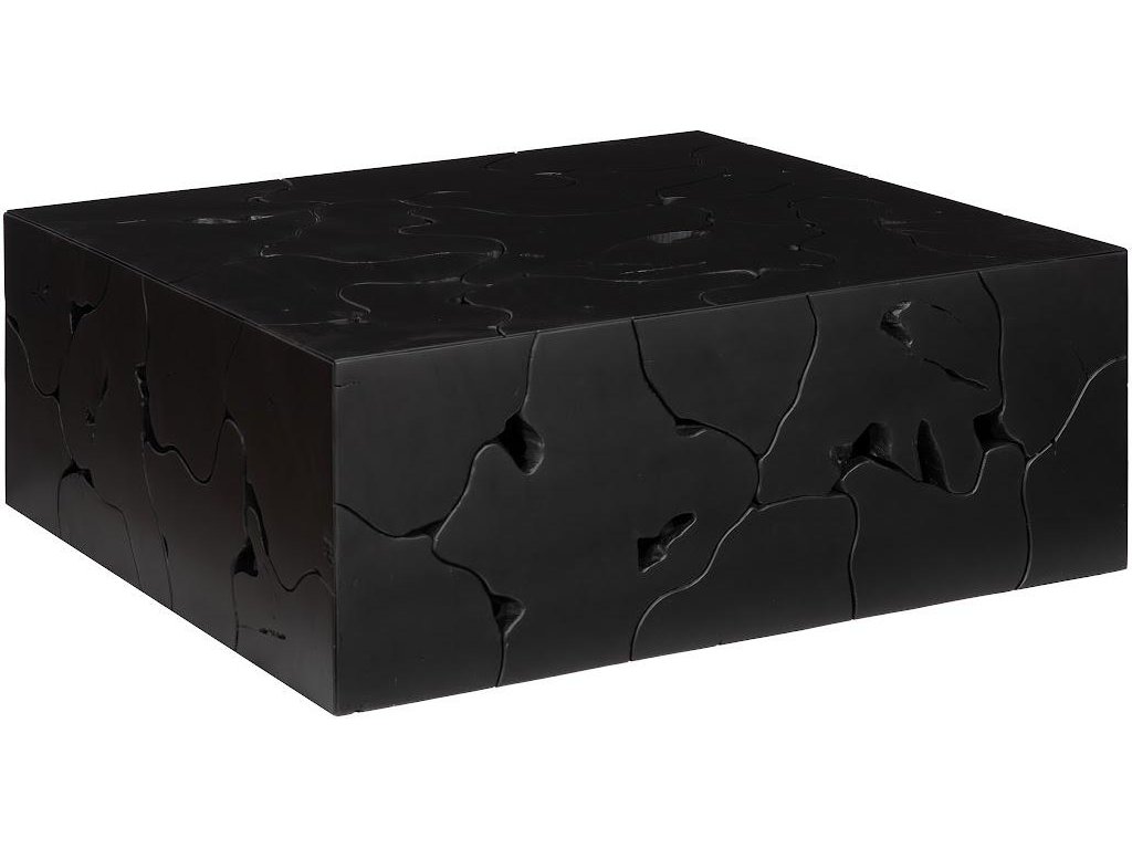 Teak Slice Coffee Table, Square, Black - main image