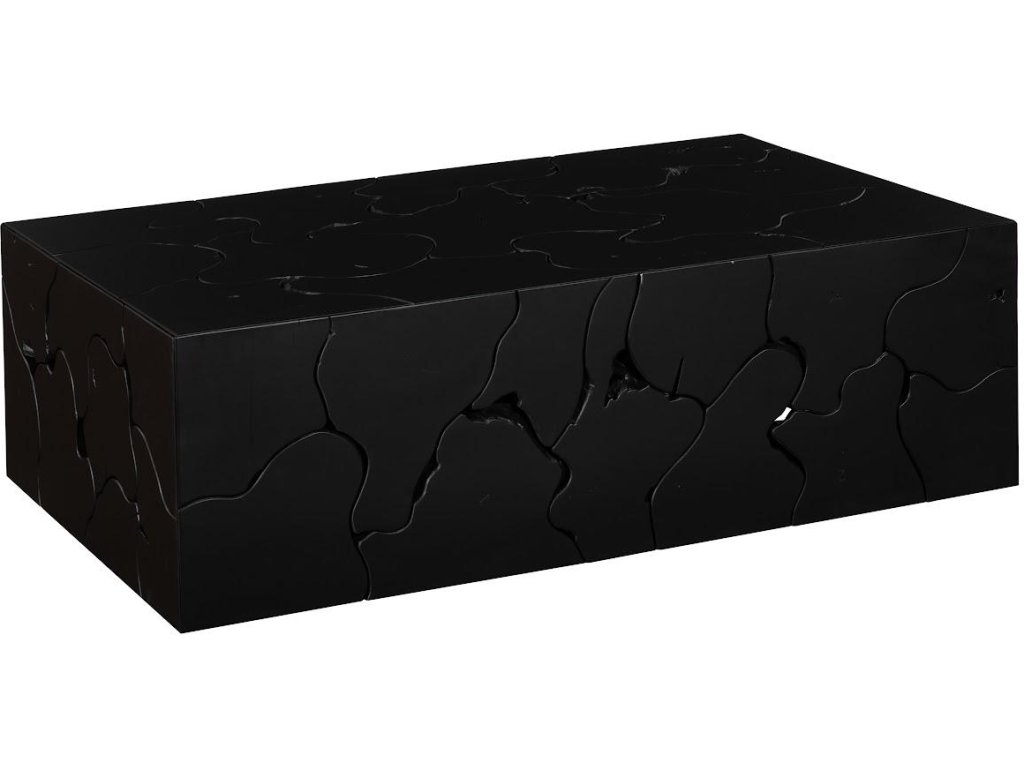 Teak Slice Coffee Table, Rectangle, Black - image 2