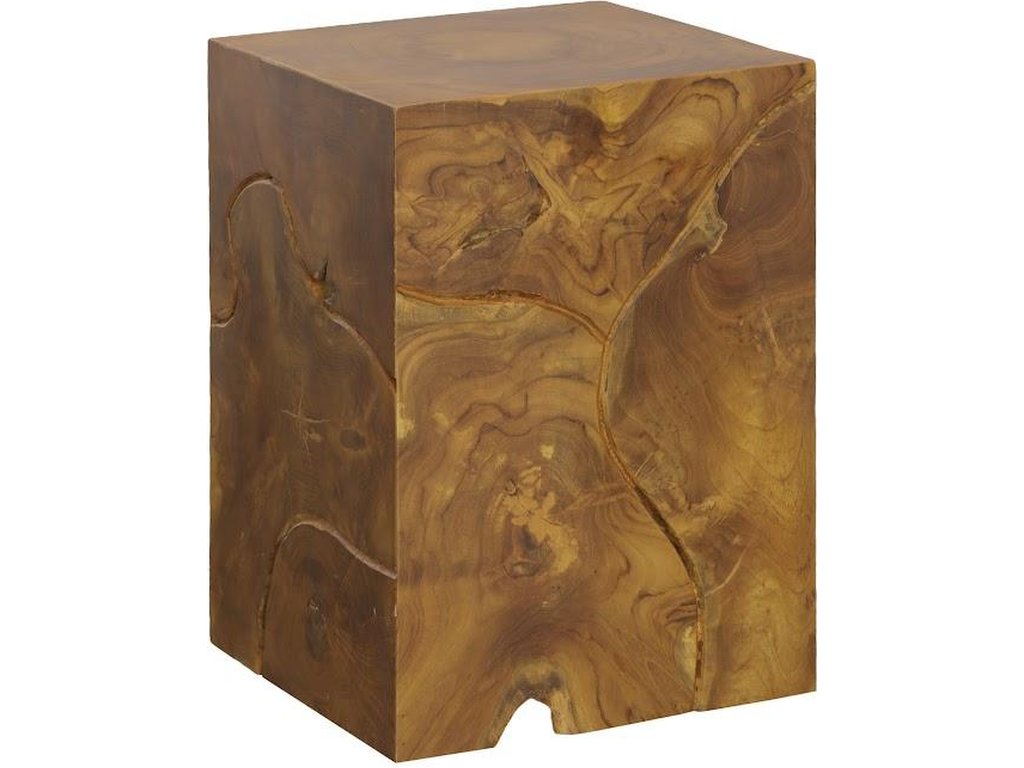 Teak Slice Stool, Square, Warm Teak Red Finish - image 2