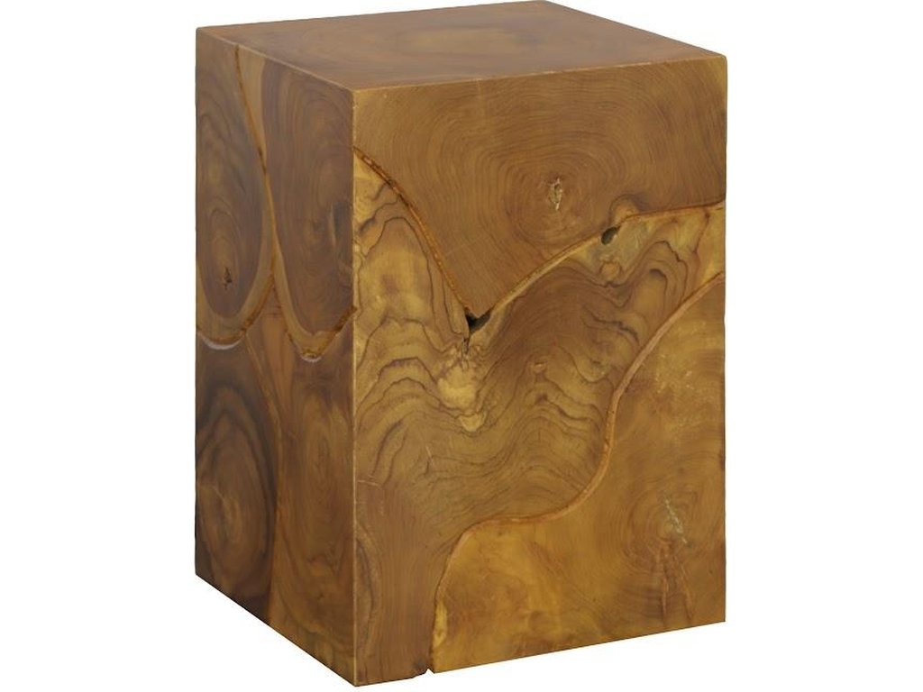 Teak Slice Stool, Square, Warm Teak Red Finish - main image