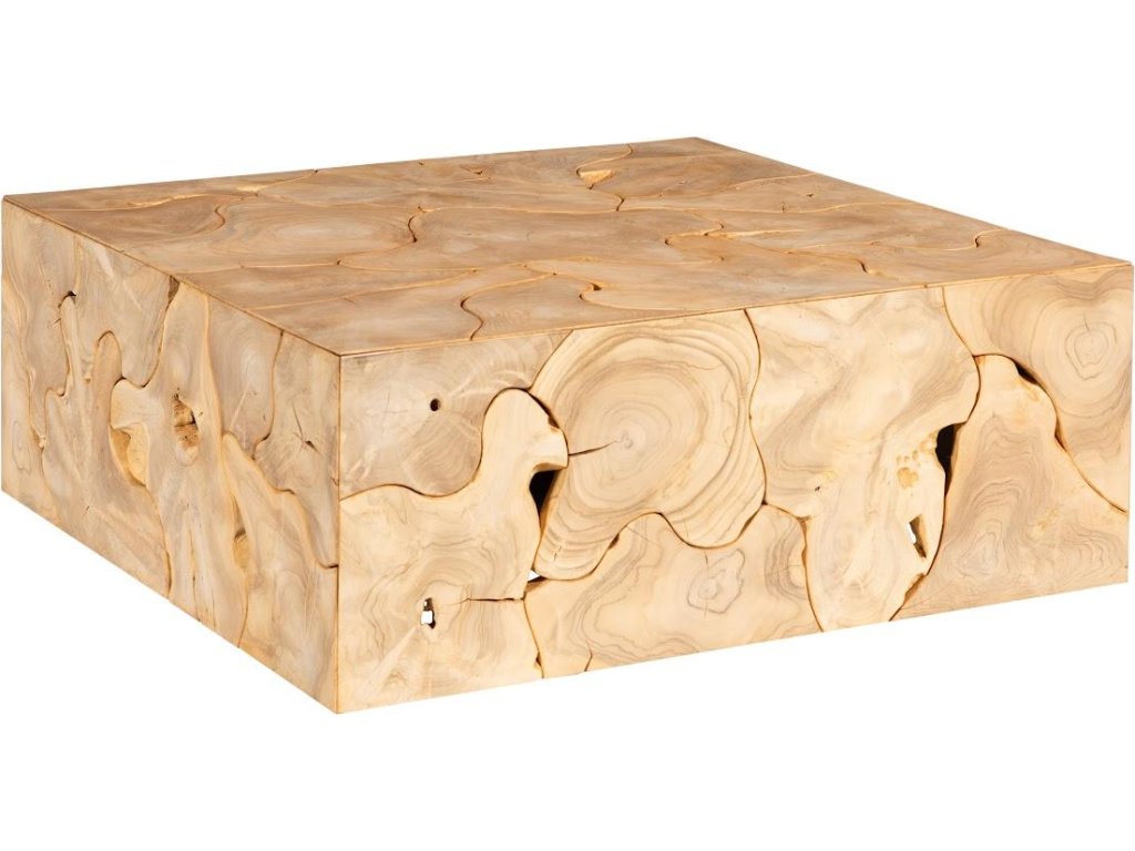 Teak Slice Coffee Table, Square, Bleached - main image