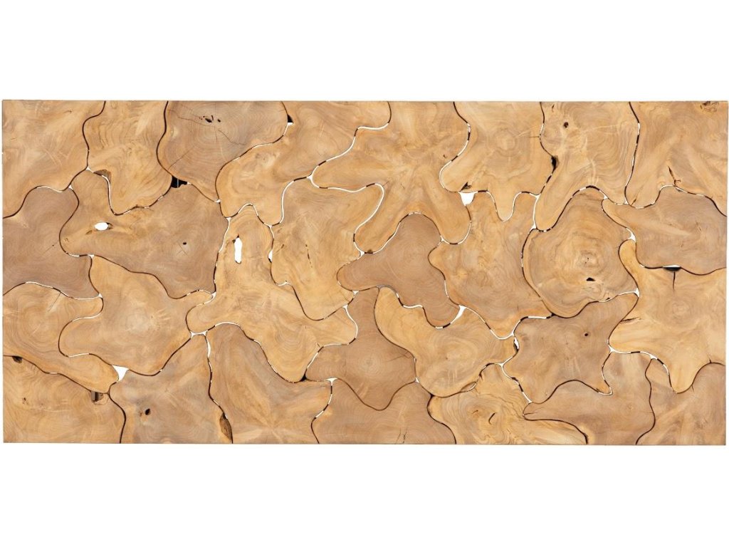 Teak Slice Dining Table, Bleached, Satin Black Legs - main image