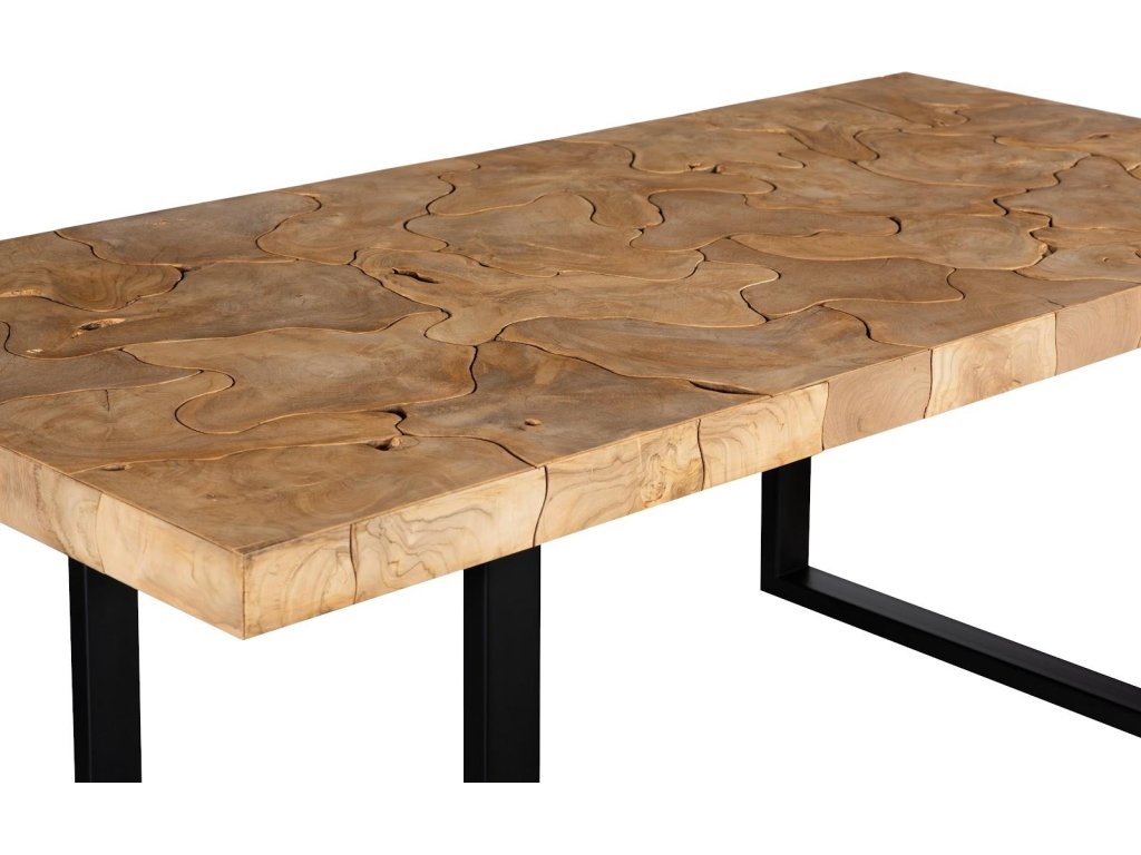 Teak Slice Dining Table, Bleached, Satin Black Legs - image 2