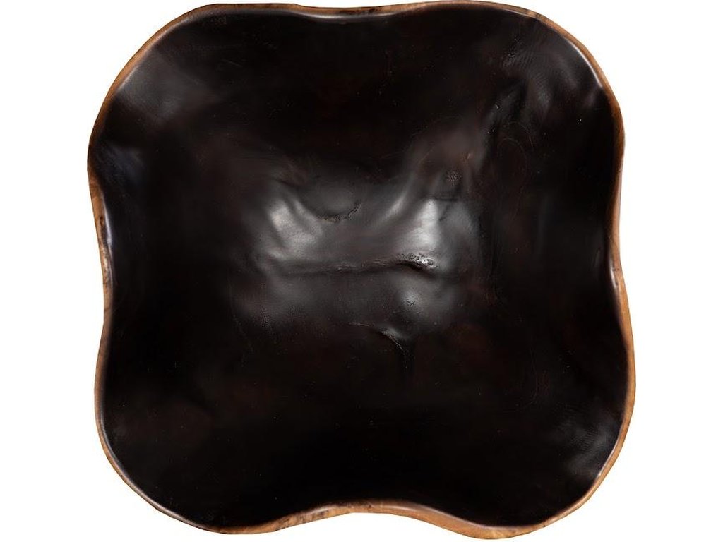 Teak Wood Bowl, Black And Natural - image 1