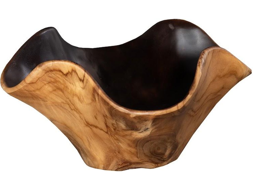 Teak Wood Bowl, Black And Natural - image 2