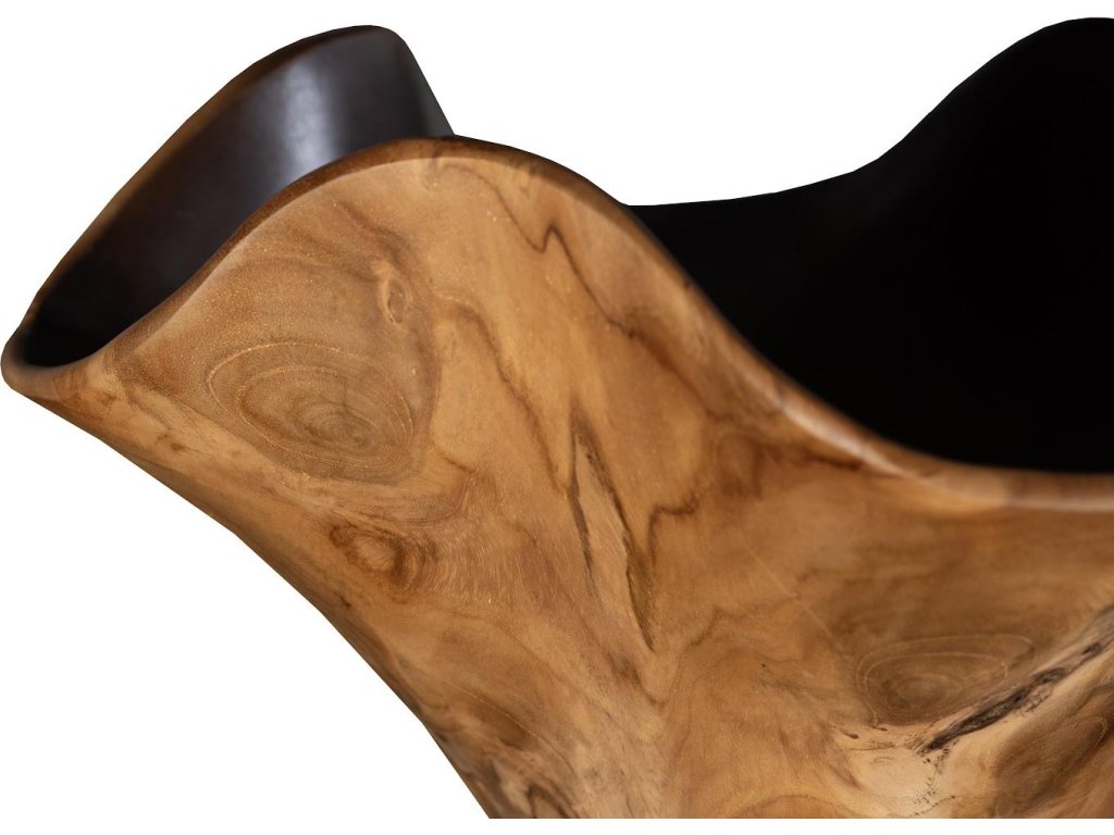 Teak Wood Bowl, Black And Natural - image 3
