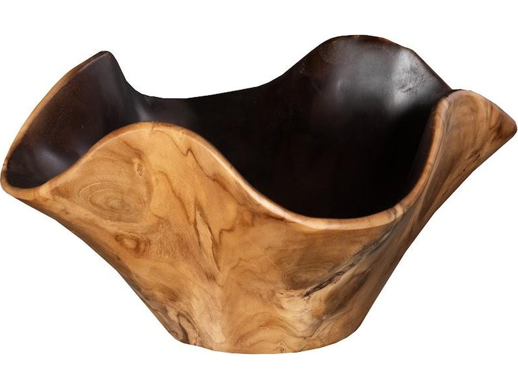 Teak Wood Bowl, Black And Natural - main image