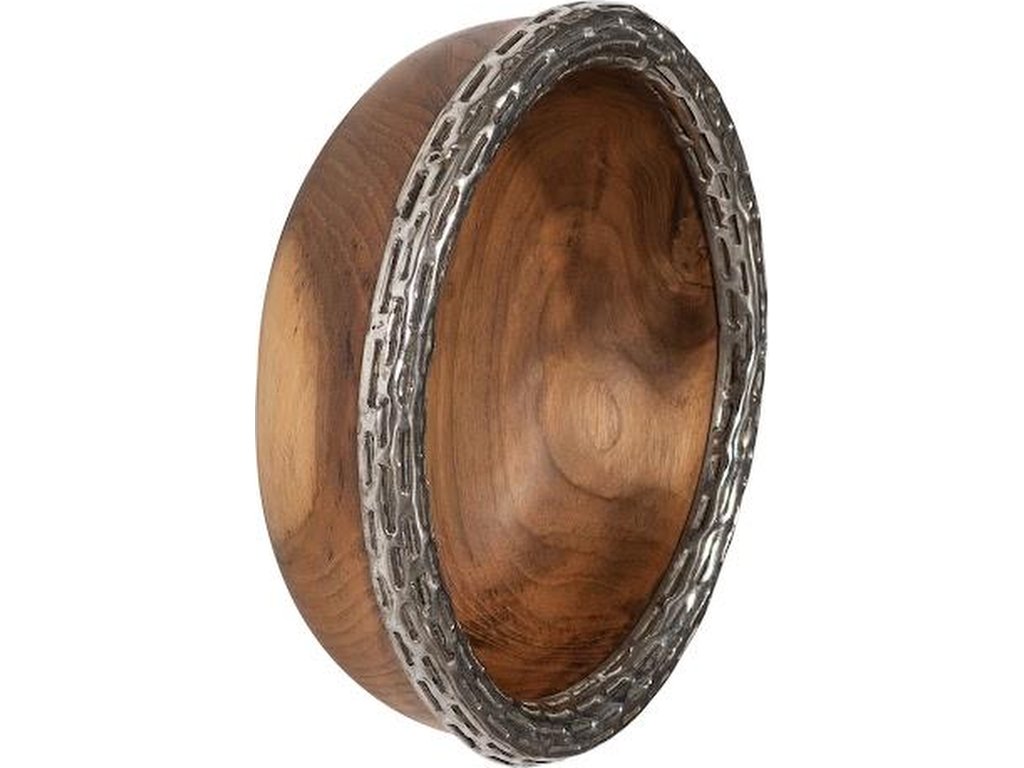 Teak Wood Bowl Wall Art, Metallurgy Edge, XS - image 1
