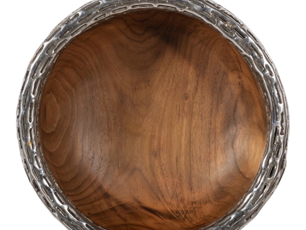 Teak Wood Bowl Wall Art, Metallurgy Edge, XS - image 2