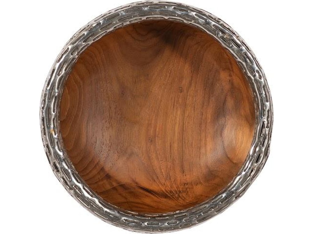 Teak Wood Bowl Wall Art, Metallurgy Edge, XS - main image