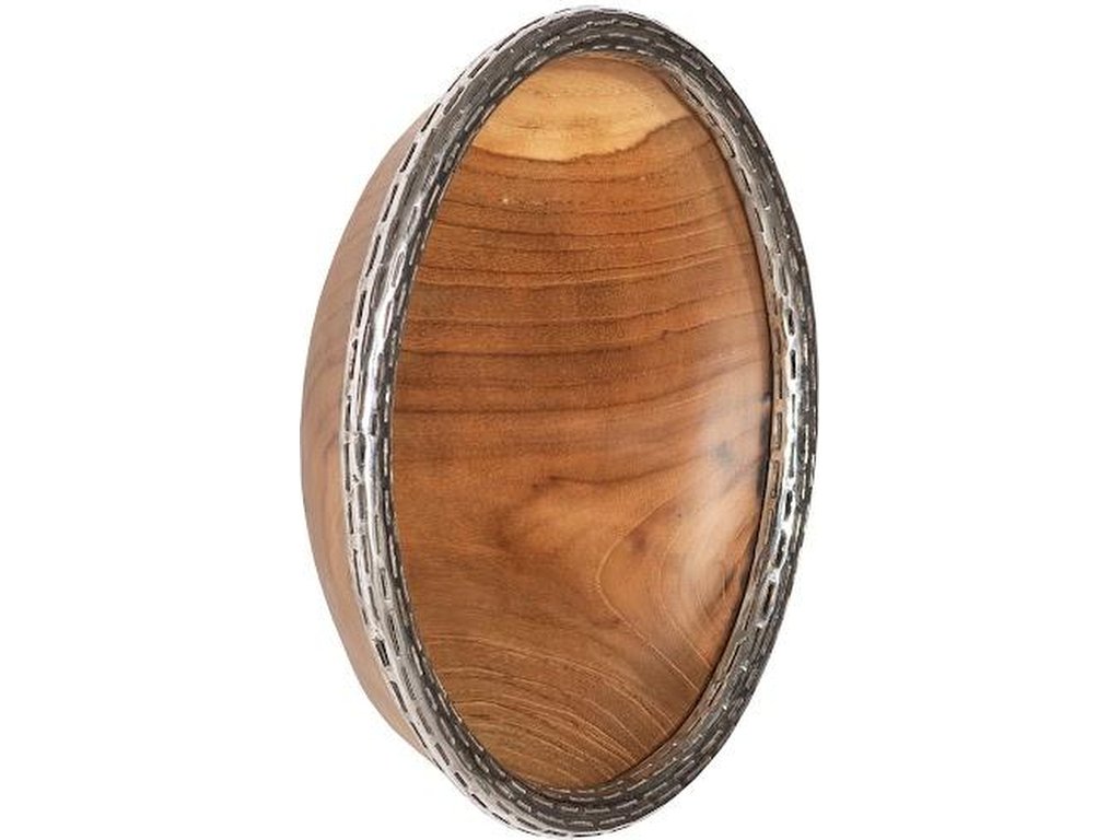 Teak Wood Bowl Wall Art, Metallurgy Edge, SM - image 1