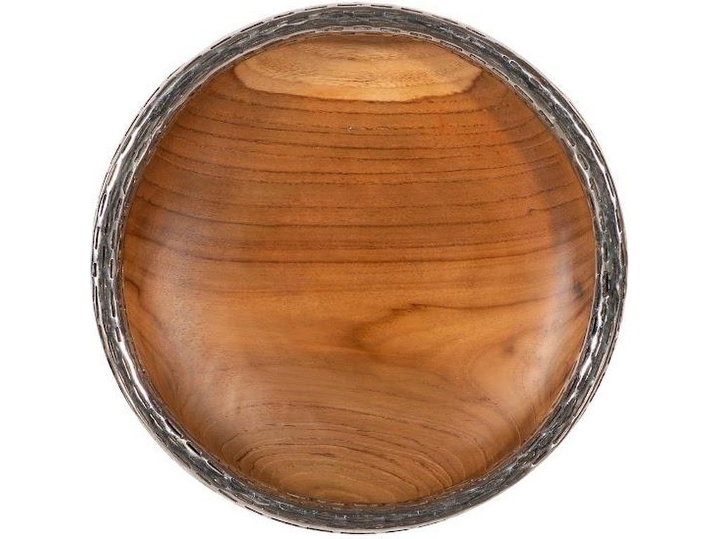 Teak Wood Bowl Wall Art, Metallurgy Edge, SM - main image