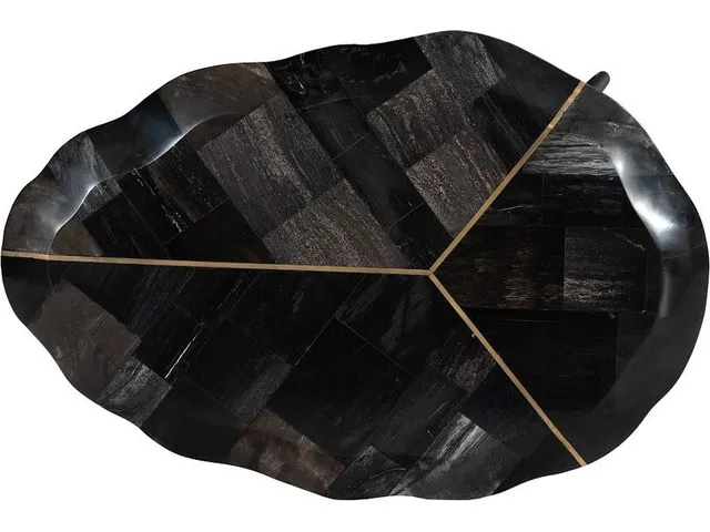 Mosaic Leaf Petrified Coffee Table, Small - Alternative View