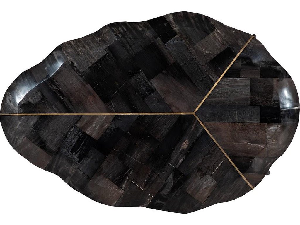 Mosaic Leaf Petrified Wood Coffee Table, Large - image 1