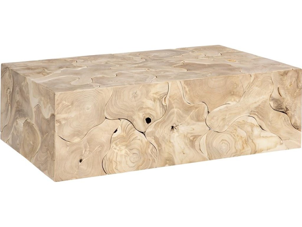 Teak Slice Coffee Table, Rectangle, Bleached - image 2