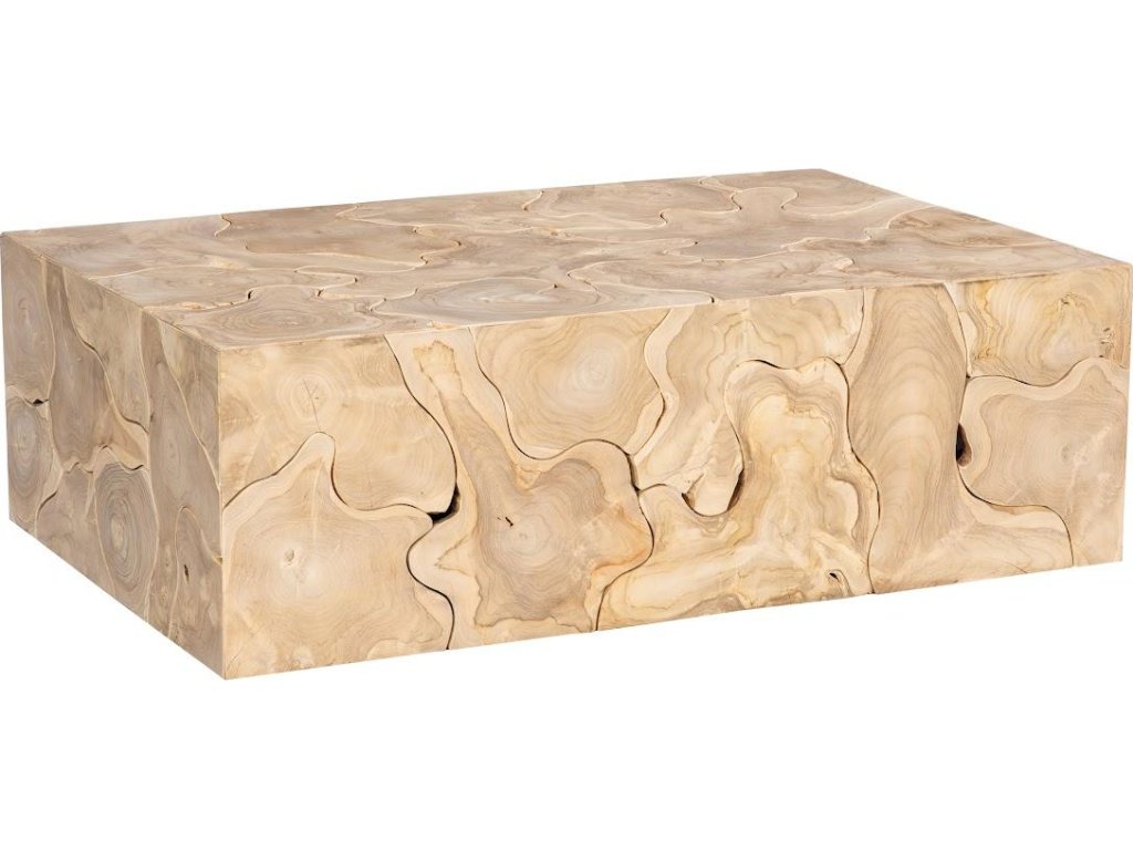 Teak Slice Coffee Table, Rectangle, Bleached - main image