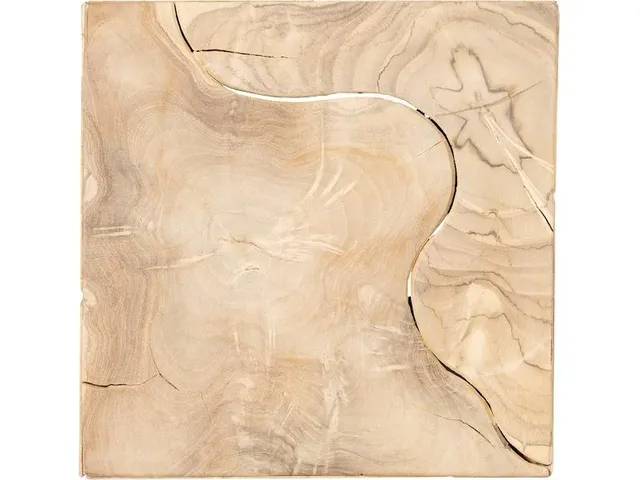 Teak Slice Pedestal, Square, Bleached , MD