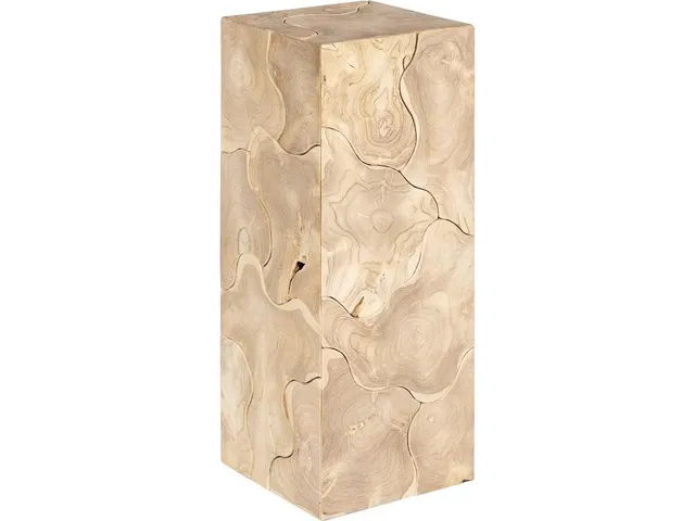 Teak Slice Pedestal, Square, Bleached , MD