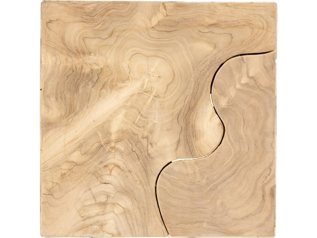 Teak Slice Pedestal, Square, Bleached , LG - image 1