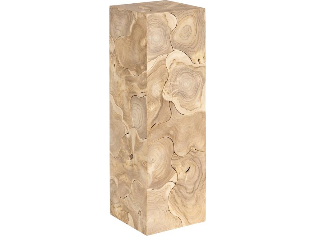 Teak Slice Pedestal, Square, Bleached , LG - image 2