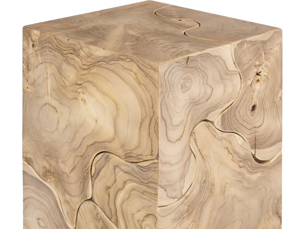 Teak Slice Pedestal, Square, Bleached , LG - image 3