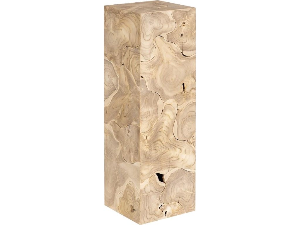 Teak Slice Pedestal, Square, Bleached , LG - main image