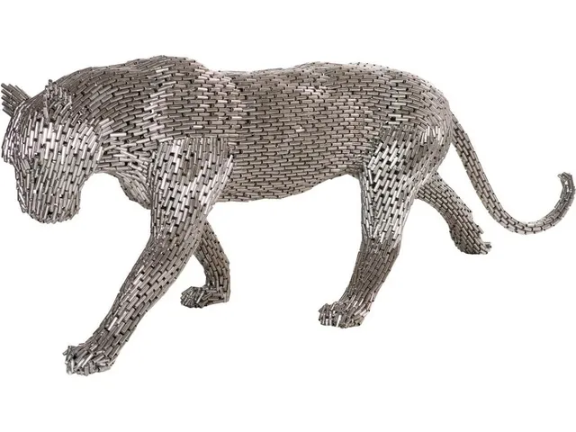 Panther Pipe Sculpture, Walking, Stainless Steel, Large