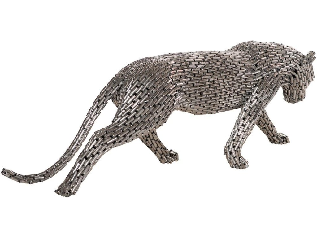 Panther Pipe Sculpture, Walking, Stainless Steel, Small - image 1