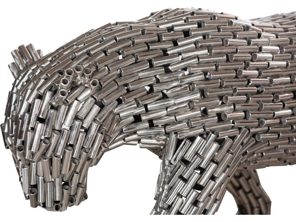 Panther Pipe Sculpture, Walking, Stainless Steel, Small - image 2