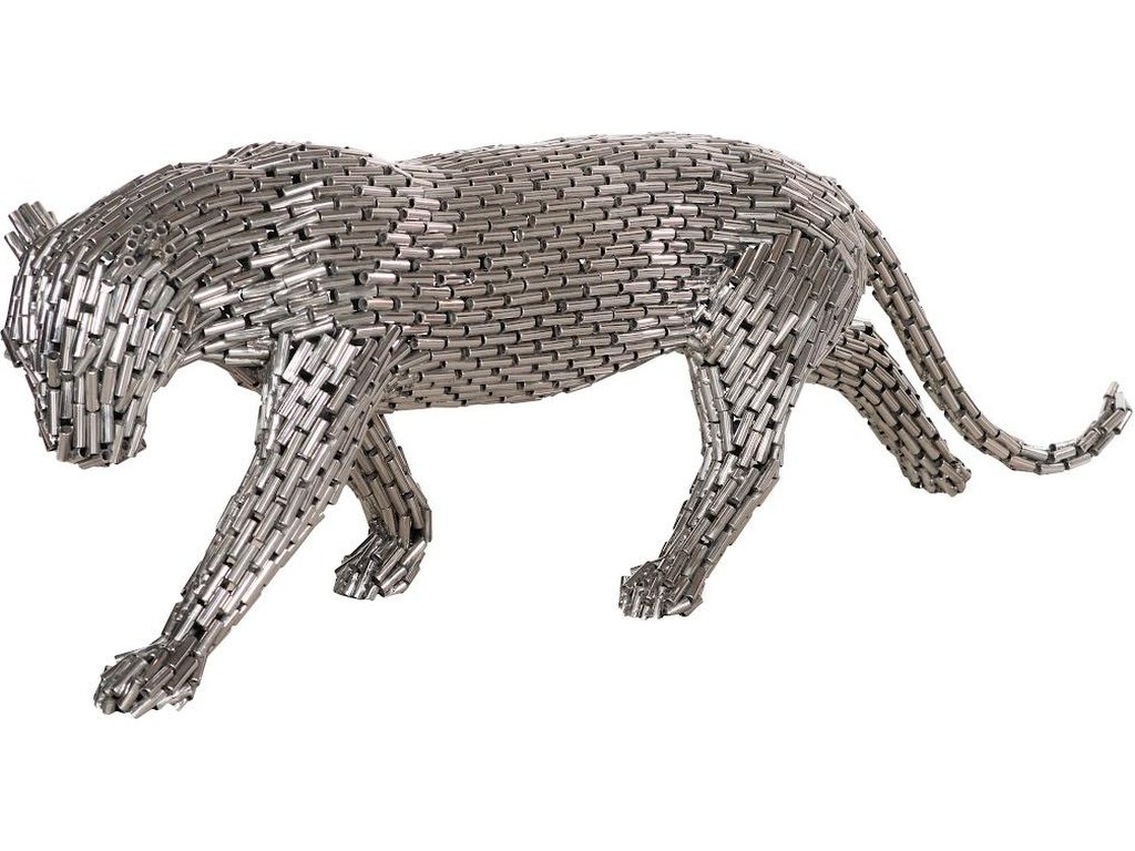Panther Pipe Sculpture, Walking, Stainless Steel, Small - main image
