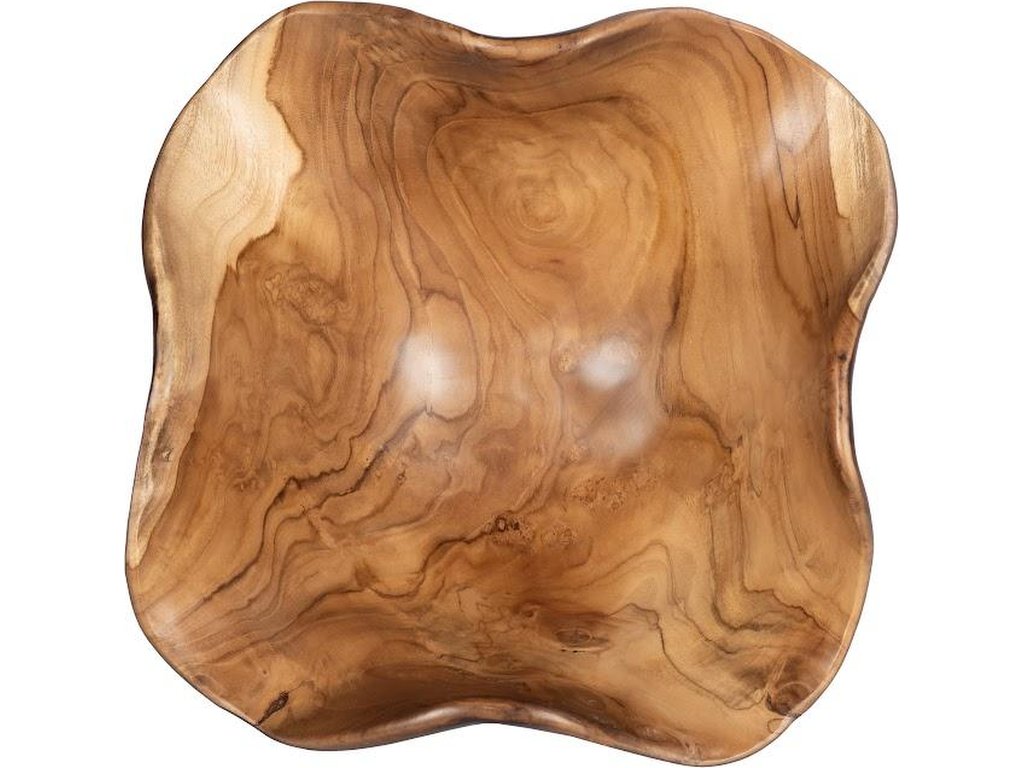 Teak Wood Bowl, Natural & Black - image 1