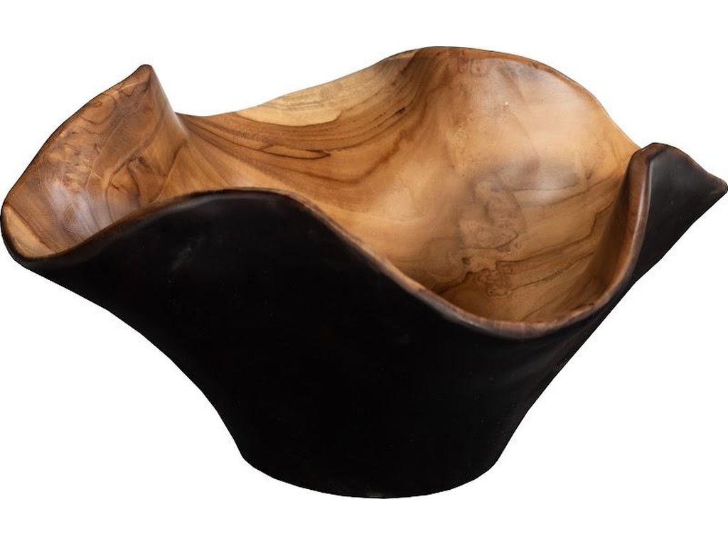 Teak Wood Bowl, Natural & Black - image 2
