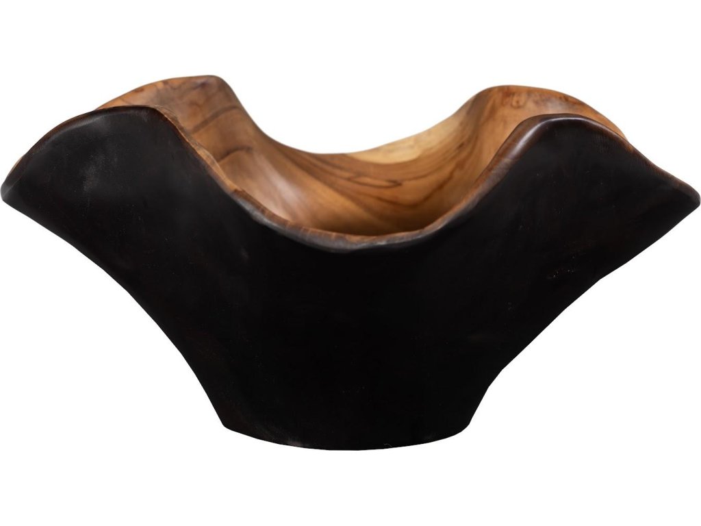 Teak Wood Bowl, Natural & Black - image 3