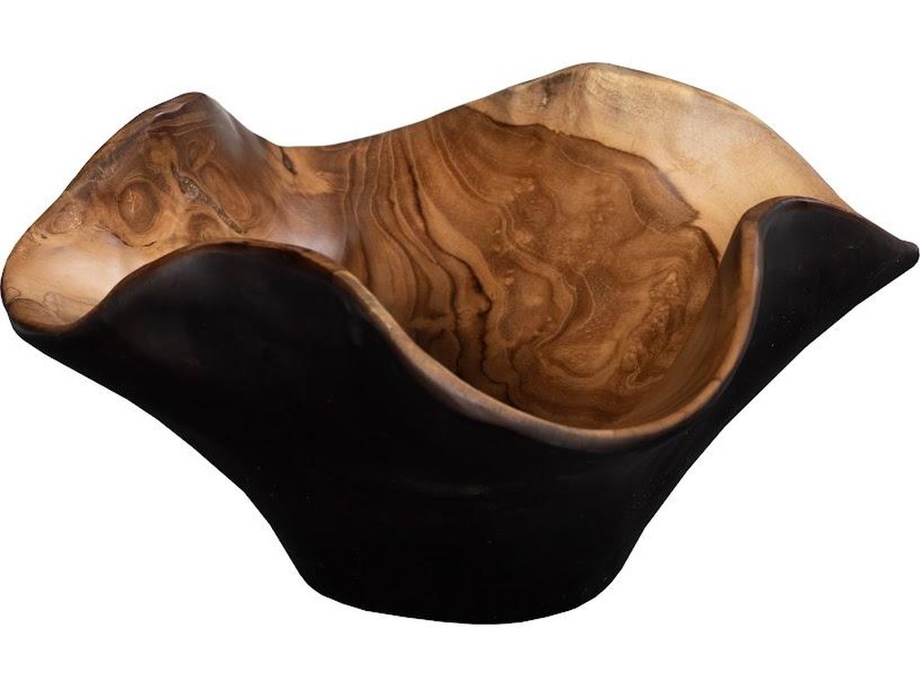 Teak Wood Bowl, Natural & Black - main image